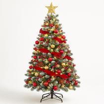 Árvore de Natal Nevada 1,80m com 611 Galhos e Enfeites Base de Metal