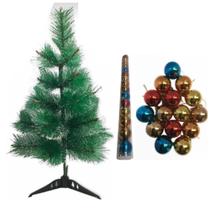 Arvore De Natal Nevada Pinheiro Pequena 60 Cm Altura Com 15 Bolinhas Coloridas - Goal