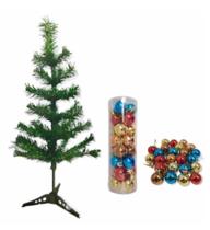 Árvore De Natal Pinheiro 60 Cm Verde Pinheiro + 24 Bolinhas Árvore De Natal Pinheiro 60 Cm Verde Pinheiro + 24 Bolinhas