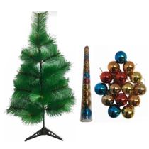 Arvore De Natal Pinheiro De Luxo 60 Cm Altura Com 15 Bolinhas Coloridas