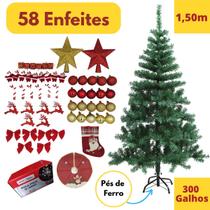 Árvore De Natal Pinheiro Decorada Completa1,50m 300 Galhos