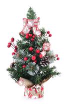 Árvore De Natal Pinheiro Decorada Laços Pinhas Frutas 30cm