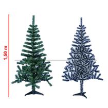 Árvore De Natal Pinheiro Luxo Cheia Verde Neve Nevada Decoração 220 Galhos PVC 1,50M