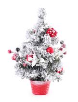 Árvore De Natal Pinheiro Nevada Decorada Pinhas Frutas 30cm