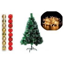 Arvore De Natal Pinheiro Neve 1,2 Metros 90 Galhos Enfeites