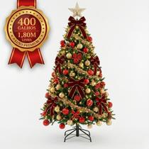 Árvore de Natal Pinheiro Verde 1,80m 400 Galhos Tradicional Artificial Grande Decoração Sala Escritório Base Reforçada Fácil Montar Pronta Entrega