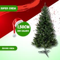 Árvore De Natal Pinheiro Verde 200 Galhos 150cm Grande Cheia - Rio de Ouro