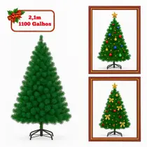 Árvore de Natal Pinheiro Verde Tradicional Luxo Imperial Cheia 2,1m 1100 Galhos Decoração