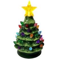 Árvore De Natal Porcelana Led Decoração 8x8x13cm Com Bateria - Master Christmas