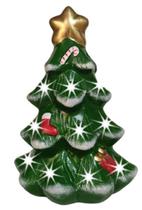 Arvore de Natal Porta Vela Pequena Verde Escuro de Ceramica - Decore Casa