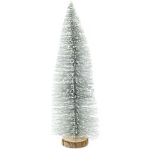 Árvore de Natal prata nevada com base de madeira 30 cm Árvore de Natal prata nevada com base de madeira 30 cm