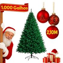 Árvore de Natal Premium 210 CM - 1000 Galhos Densos Montagem Rápida Articulada Base Metálica Reforçada