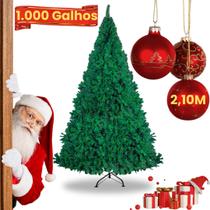 Árvore de Natal Premium 2,10m 1000 Galhos Cheios Articulada Reforçada Base Metálica Montagem Rápida