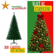 Arvore de Natal Premium Luxo 1,50 Metros Com 300 Galhos Pinheiro Verde Tradicional Grande Gigante Galhos Cheios para Decoração Natalina