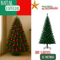 Árvore de Natal Premium Luxo 1,50 Metros Pinheiro Verde Tradicional 300 Galhos Cheios Grande Fácil Montagem Decoração Natalina Sala Festa