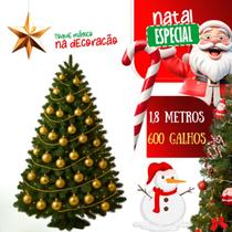 Árvore de Natal Premium Luxo 1,80 Metros Pinheiro Verde Tradicional 600 Galhos Cheios Grande Fácil Montagem Decoração Natalina Sala Festa