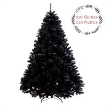 Arvore De Natal Preta 2,10M Halloween Dark 1197 Galhos Luxo