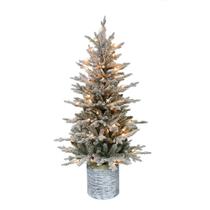 Árvore de Natal Puleo International, abeto ártico flocado pré-iluminado de 1,4 m Árvore de Natal Puleo International, abeto ártico flocado pré-iluminado de 1,4 m