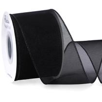 Árvore de Natal Ribbon Ribbli Black Organza com fio de 2,5 cm x 18 m