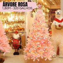 Arvore de Natal Rosa Cheia Gorda 1,80 Metros e 320 galhos Pinheiro Luxo