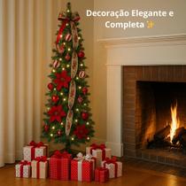 Árvore De Natal Slim Decorada Com Luzes LED Festas Natalinos Decoração Fim De Ano Pisca Pisca