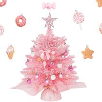 Árvore de Natal SY CRAFT Mini Pink com luzes e enfeites Árvore de Natal SY CRAFT Mini Pink com luzes e enfeites