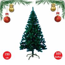 Árvore De Natal Tradicional Pinheiro Verde Luxo Cheia 150cm 320 Galhos Verde
