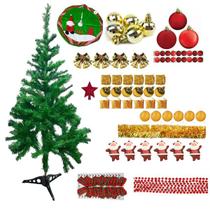 Árvore De Natal Verde 1,50cm 200 Galhos Decorada 100 Itens Enfeites