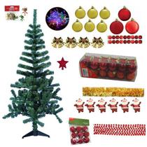 Árvore De Natal Verde 1,50m 220 Galhos Decorada Com 99 Itens Enfeites
