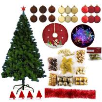 Árvore De Natal Verde 1,80m 540 Galhos 116 Itens Enfeites Decorada Pisca Pisca Led 110v - Master