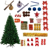 Árvore De Natal Verde 1,80m 540 Galhos 121 Itens Decorada Com Enfeites