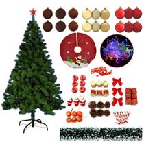 Árvore De Natal Verde 1,80m 540 Galhos Com 94 Enfeite Pisca Led 220v Decorada