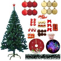 Árvore De Natal Verde 320 Galhos 1,50m Com 78 Enfeites Decorada Pisca Led 110v