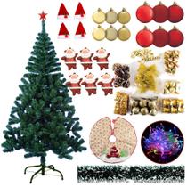 Árvore De Natal Verde 320 Galhos 1,50m Pisca 220v Com 85 Enfeites Decorada