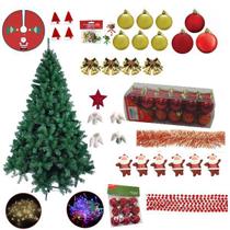 Árvore De Natal Verde Dinamarca 1,50m 345 Galhos 122 Itens Pisca Pisca Led Colorida 220v