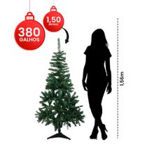 Árvore De Natal Verde Luxo 1,50 Altura Base PVC 380 Galhos