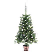 Árvore de Natal vidaXL Artificial 90cm com vaso, luzes LED e bolas