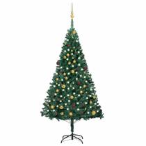 Árvore de Natal vidaXL em PVC artificial com luzes LED de 2,1 m com decoração