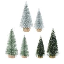 Árvore de Natal Yahpetes em miniatura, 6 peças de pinho com neve Árvore de Natal Yahpetes em miniatura, 6 peças de pinho com neve