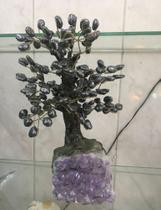 Árvore de Pedra Hematita com Base de Ametista
