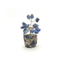 Árvore de Pedra Quartzo Azul Base Mix de Cristais 9cm
