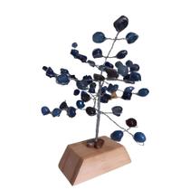 Arvore De Pedra Quartzo Azul Suporte de Madeira Pedra Natural 17cm Decoração Feng Shui