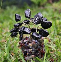 Árvore de Turmalina Negra com Base de Cristais Variados 9 cm. Árvore de Turmalina Negra com Base de Cristais Variados 9 cm.