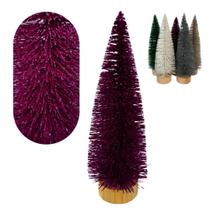 Arvore decorativa natalina em formato de pinheiro com glitter 21cm para mesa e decoração de festas