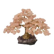 Árvore Média Pedra Quartzo Rosa Base Drusa Ametista - Amor