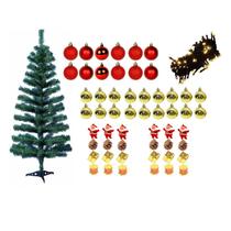 Arvore Natal 90cm 90 Galho Verde Decorada com 40 enfeites