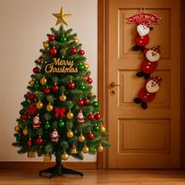 Árvore Natal Completa 1.00m Com Ponteira + Pisca + Bolas + enfeite porta