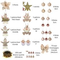 Árvore Natal Completa 1,50m + Pisca Led + Enfeites Dourado