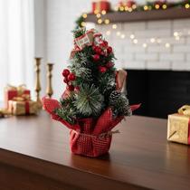Árvore Natal Decorada 30cm Efeito Neve Mini Pinheiro Mesa Vermelho Árvore Natal Decorada 30cm Efeito Neve Mini Pinheiro Mesa Vermelho