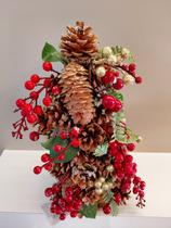 Árvore Natal Decorada 33cm Pequena Decoração Natalina Papai Noel Presente Casa Sala Mesa Quarto Rack Estante Escritório Hall Aparador Moderna Luxo